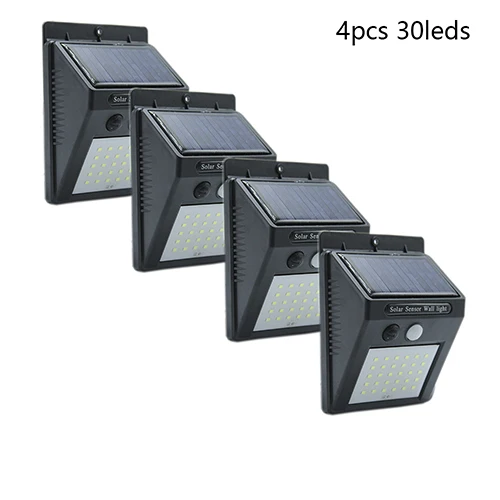 20 30 LED Solar Light Outdoor Solar Lamp PIR Motion Sensor Solar Panel Night Security Wall Light Garden Yard Path Waterproof - Испускаемый цвет: 4pcs 30leds