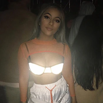 

New DJ Costume Reflective Light Bra For Women Top Clothing Rave Clothes Party Bar DS Disco Dancing Leading Dance Costumes VDB216