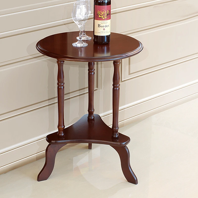 Wooden Round Coffee Table End Table