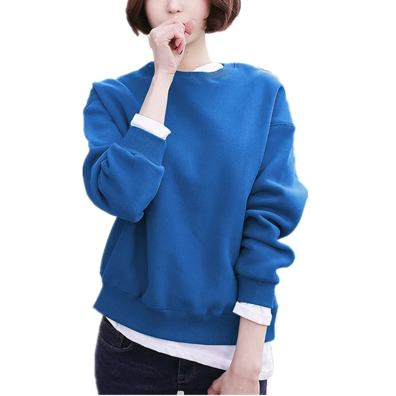 Patchwork Fake 2 Pieces Korean Blue Women's Hoody Warm