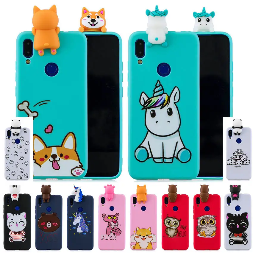 Силиконовый чехол для Xiaomi redmi note 7 Pro мягкий из ТПУ с 3D рисунком единорога медведя