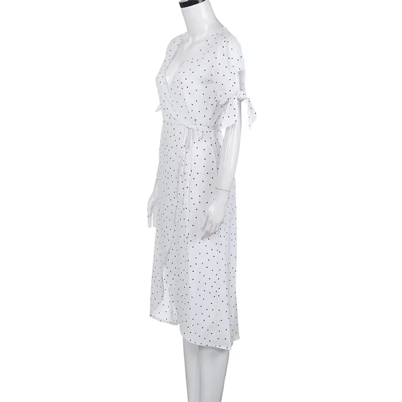 NEW Fashion summer dress 2018 V Neck Short Sleeve Boho Long Maxi Pokla Dot Evening Party Beach Dress vestido de festa Y03#N (3)