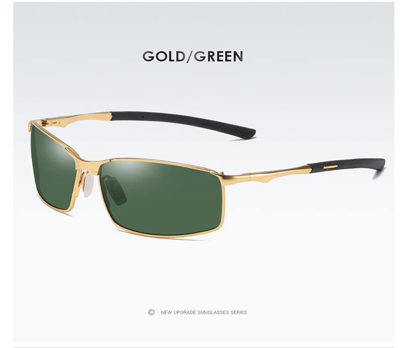 Gold Green Aoron мужские поляризованные солнцезащитные очки для спорта, уличные солнцезащитные очки для вождения, мужские солнцезащитные очки в металлической оправе gafas de sol hombre - Цвет линз: Gold Green