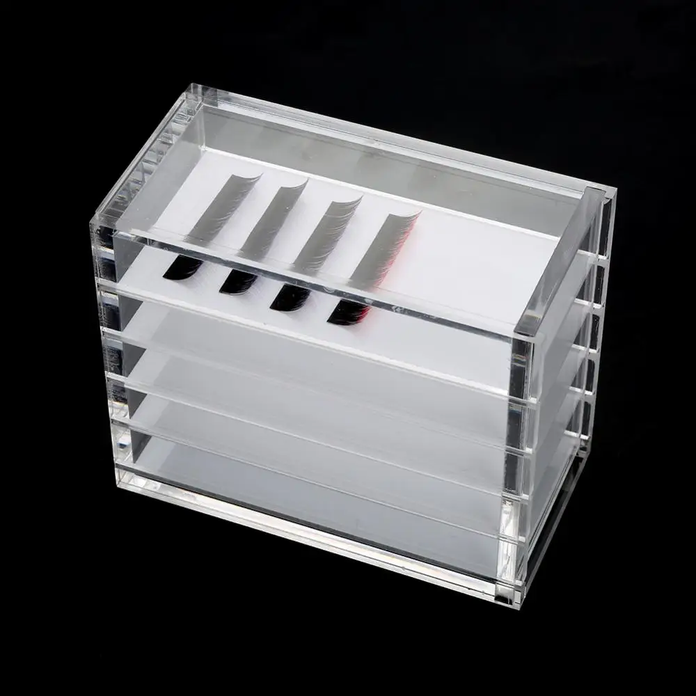 

5 Layer Eyelash Extension Packaging Box Clear Makeup Organizer Eyelashes Glue Pallet Holders Grafting Eyelash Jewelry Packaging