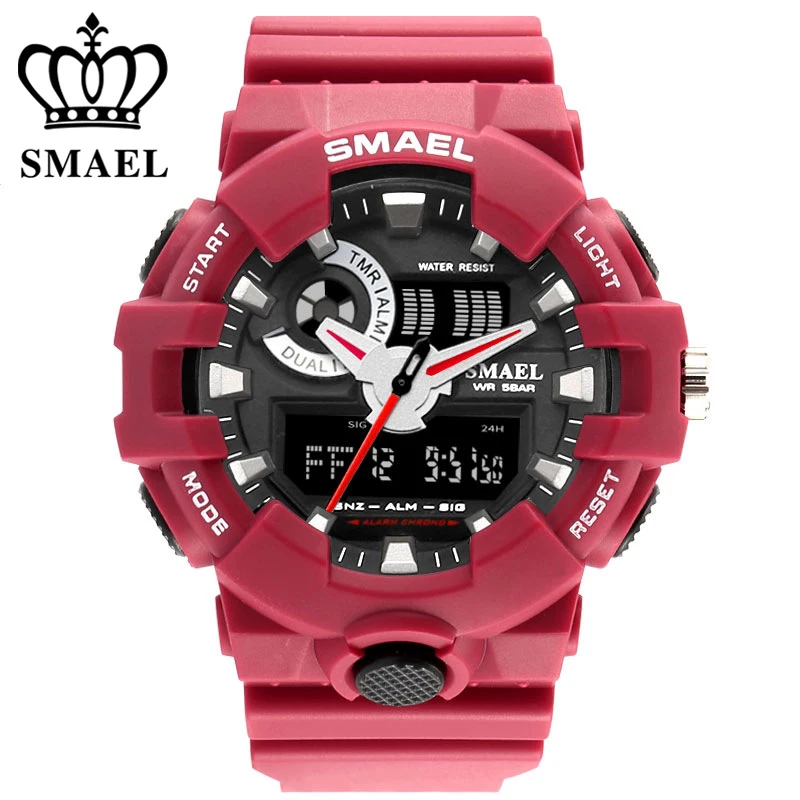 

SMAEL Brand 50M Waterproof Military Watch Men Sport Analog Quartz-Watch Dual Display LED Digital Electronic Watches Men Clock