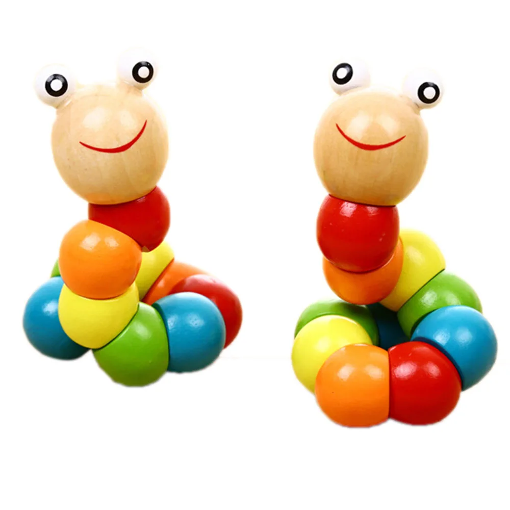 

Puzzles Colorful Wooden Worm Kids Learning Educational Didactic Baby Development Toys Fingers Game for Children Montessori Gift