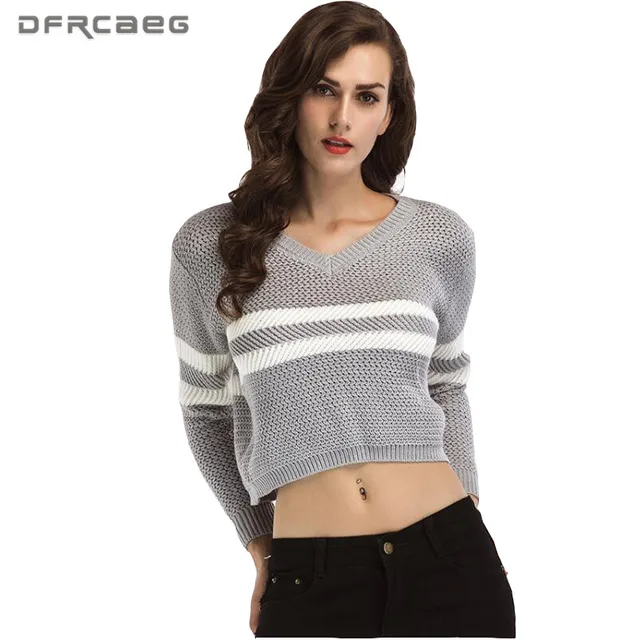 Gray Wine Red Short Sweater Women 2017 Winter Long Sleeve Basic ... Gray Wine Red Short Sweater Women 2017 Winter Long Sleeve Basic ...