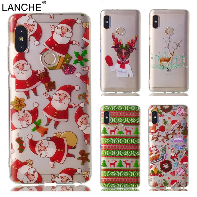 LANCHE Xmas Soft Silicone Phone Cases For Xiaomi Redmi Note 5 Pro Plus
