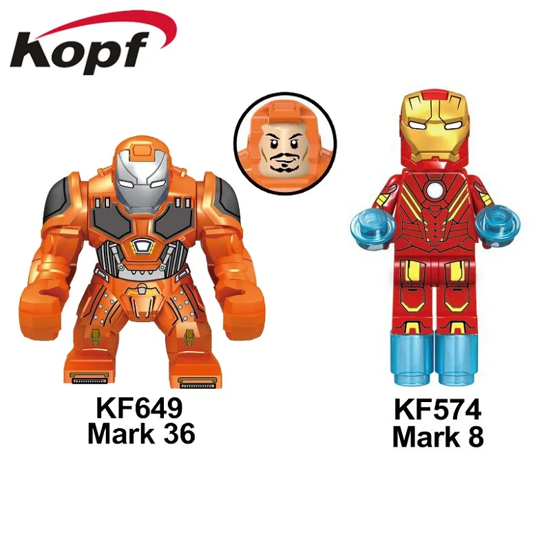 KF649 KF574 20Pcs 20 шт. строительные блоки Супергерои Мстители 4 Infinity War Mark 41 30 50 42 Железный человек Фигурки для детей игрушки KF6064 - Цвет: KF649 KF574 20Pcs