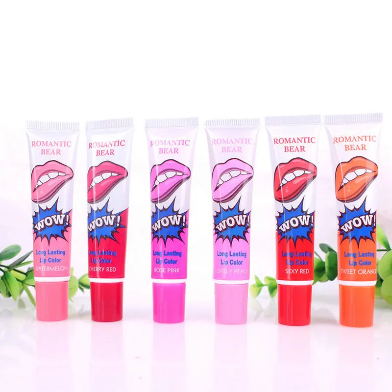 

24 PCS Romantic Bear Tear-off Lipstick Matte Lip Gloss Magic 6 Color Lip Tattoo WOW Long Lasting Lip Color Waterproof