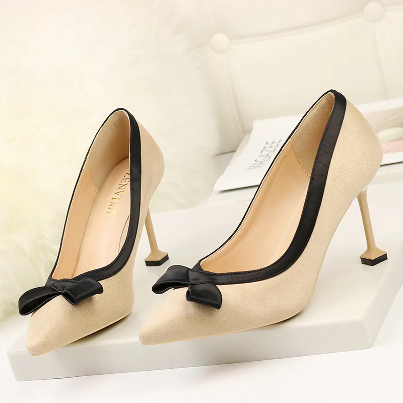

2019 New Women Pumps High Heels Suede Shoes Women Party Shoes Fashion Heels Ladies Stiletto