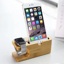 Vogue Safety Charging Holder Stand Bamboo Wood Base Bracket Docking Mount for Apple Watch iPhone 6/6Plus/6s/6s Plus