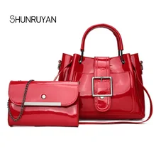 SHUNRUYA Для женщин Сумки из искусственной кожи Для женщин сумки на плечо 2 комплекта известный Брендовая Дизайнерская обувь Для женщин Курьерские сумки женские Повседневное Tote