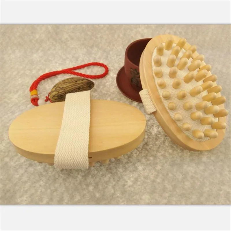 Luckyfine باليد الطبيعي الخشب مدلك الجسم حمام فرشاة دش سبا الاستحمام وسادة هوائية تنظيف فرشاة حمام أدوات