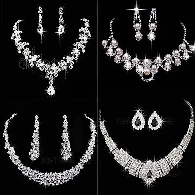 U119 Free Shipping Fashion Prom Wedding Bridal Jewelry Crystal Rhinestone Necklace Earring Sets