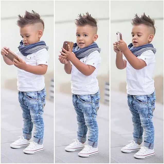 T Shirt A Manches Courtes Jean Pour Bebe Garcon Ensemble De Vetements Pour Enfants Nouveau Style A La Mode 2 17 Pieces Ensemble Aliexpress