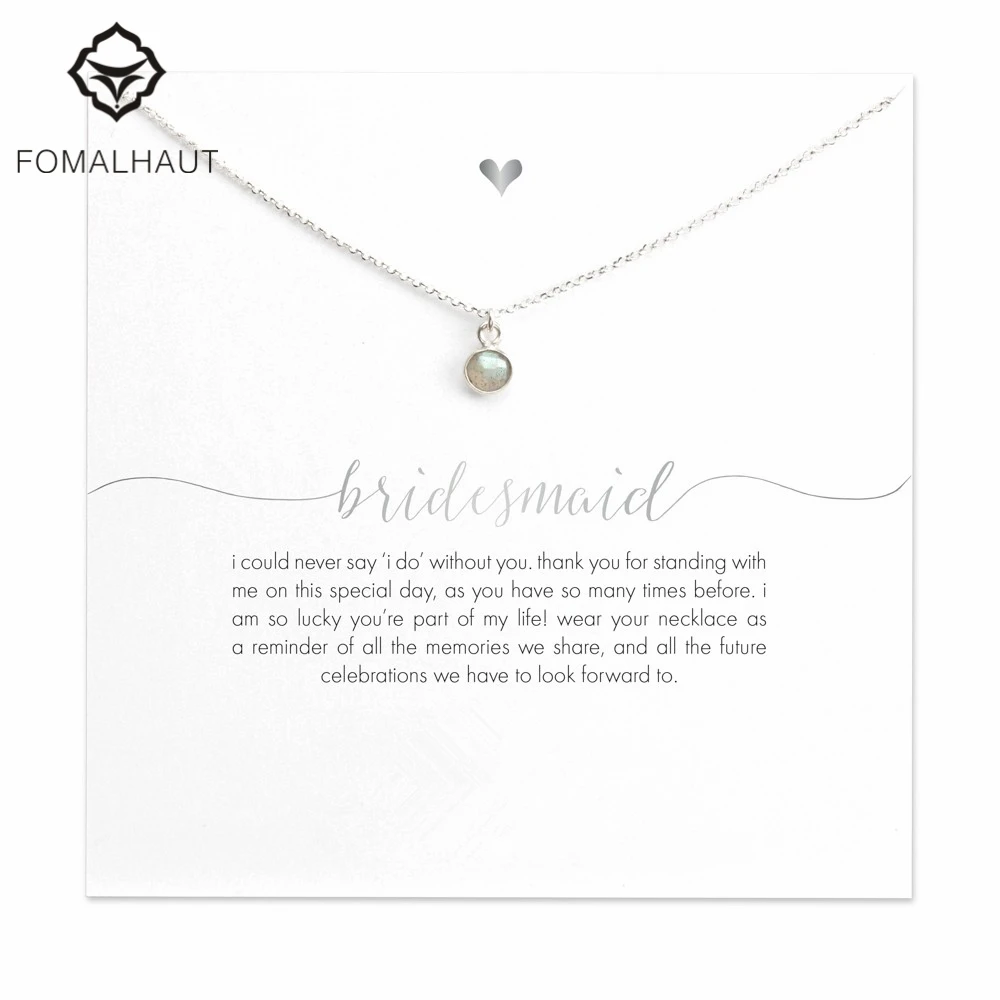 

FOMALHAUT bridesmaid round labradorite white Chain Pendant Necklaces Clavicle Chains necklace Fashion Women Jewelry