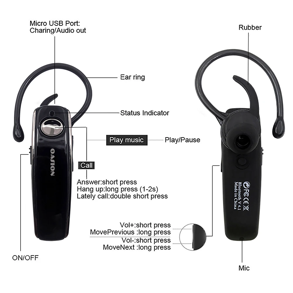 OASION wireless handsfree Bluetooth headset noise-canceling Business bluetooth earphone wireless headphones for a mobile phone