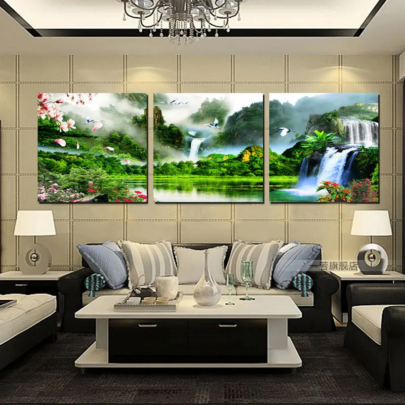 

No Frame 3 Pieces Modern Landscape Mountain Print Oil Painting Picture Cuadros Wall Art Canvas Painting for Living Room HY15