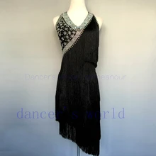 Стиль латинский Танцевальный Костюм Сексуальная кисточка камни латинский танец платье для женщин конкурс латиноамериканских танцев платья