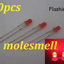 50 шт. 3 мм красный разомкнутый круг самовспышка мигающий светодиодный мигание яркий светодиодный s свет 3 мм красный объектив мигающий светодиодный