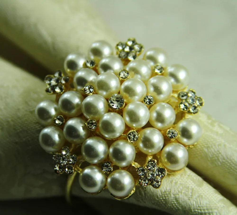 

pearl crystal wholesale napkin rings beaded wedding, napkin holder,