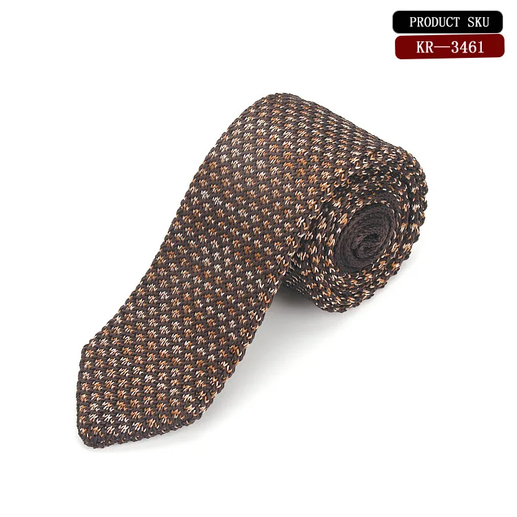 

Luxurious Textures 6cm Brown Floral Knitted Tie Classic Design and Elegant Palette Knit Best Autumn Winter Tie for Man