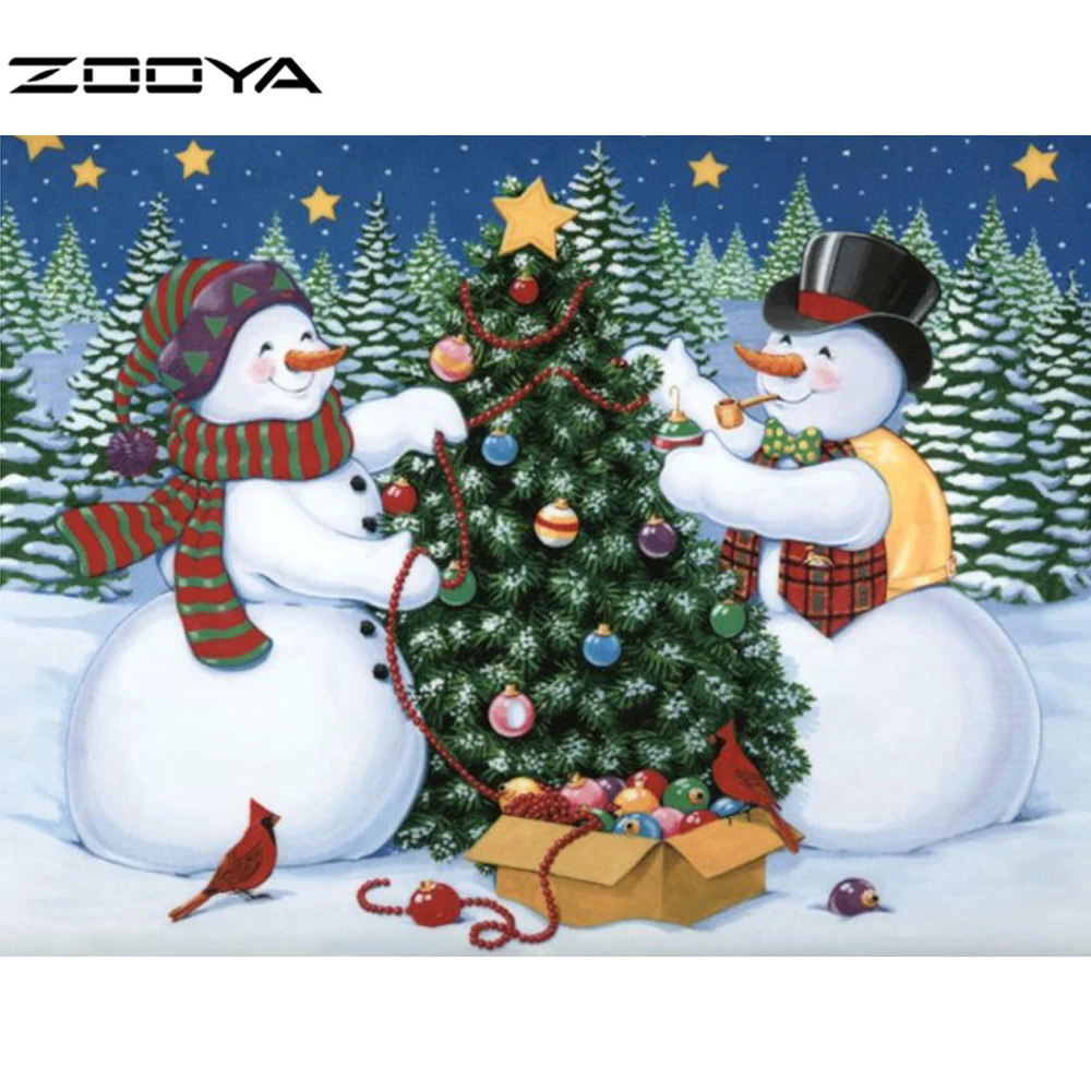 ZOOYA Diamond Embroidery DIY Painting Snowman Christmas Tree Cross Stitch Rhinestone Decoration F1018 | Дом и сад