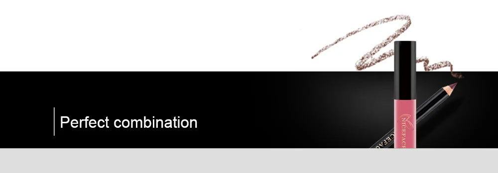 NICEFACE набор для макияжа губ, стойкая Матовая жидкая губная помада+ Бархатная подводка, карандаш, набор для макияжа, водостойкий Batom, сексуальные телесные румяна