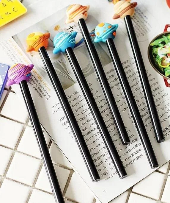 

24pcs/lot Cute 3D Cool Planet design gel pen 0.38mm Black ink Students gift prize Office school supplies wholesale
