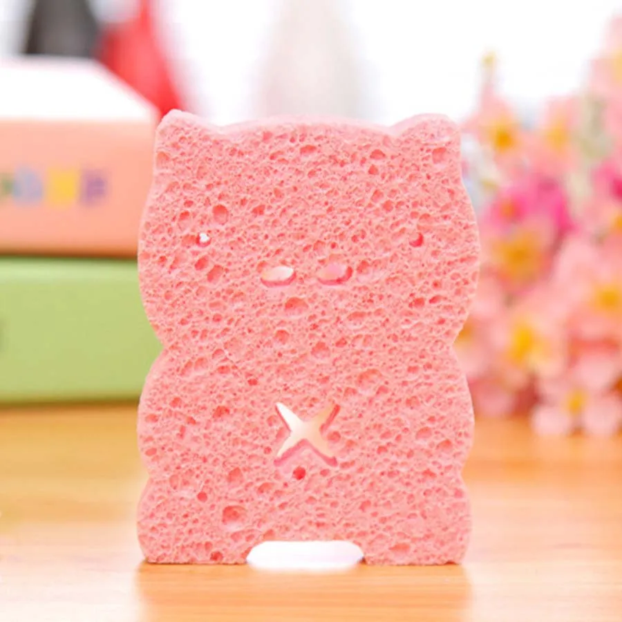 Детская ванна и душ мультфильм губка с животными младенческий душ лицо мыть ребенок Щетка массажная полотенце мяч для детей - Цвет: Розовый