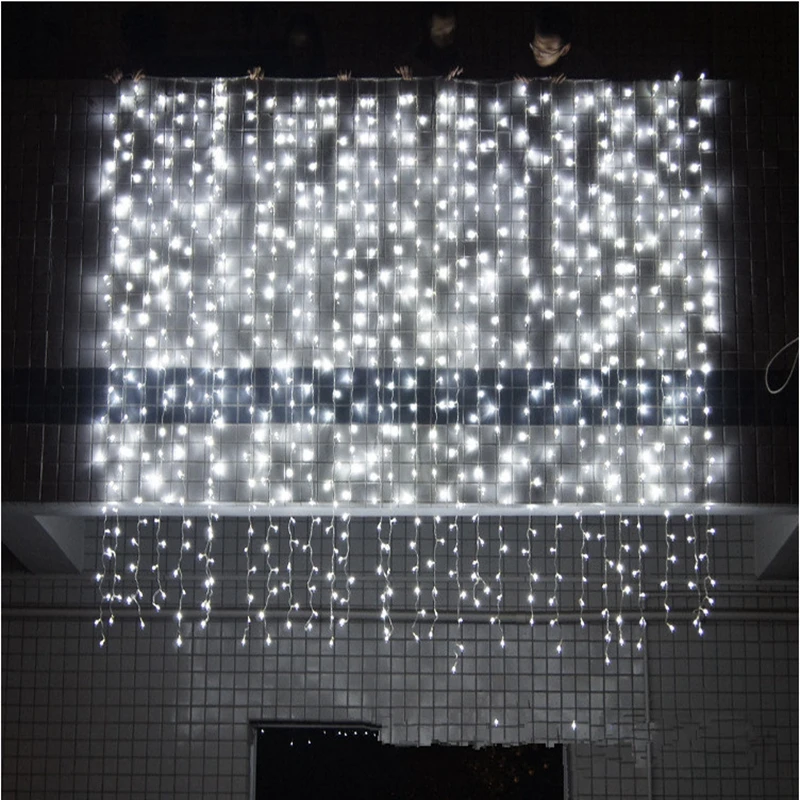 Kopen 4.5x1 4.5x2 4.5x3 m Ijspegel Led Gordijn Fairy String Light 300 Led kerstverlichting voor Wedding Huis Tuin Partij Decoratie