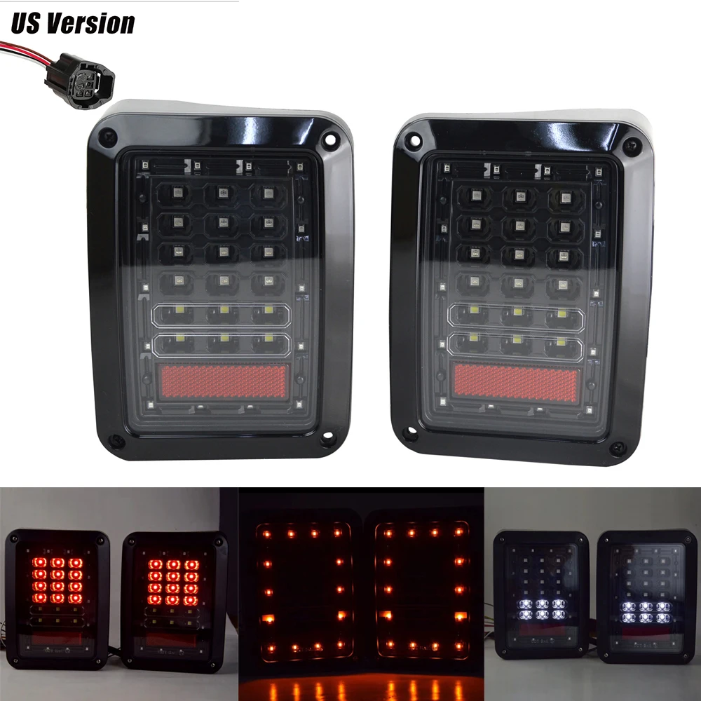 LED Tail Lights for 2007-2016 Jeep Wrangler JK Brake Reverse Turn Singnal Lamp Back Up Rear Stop Light Daytime Running Lights (22)