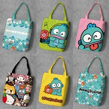 Hangyodon, мультяшная Студенческая печатная переработанная Холщовая Сумка для покупок, большая емкость, настраиваемая Сумка-тоут, модная женская Повседневная сумка на плечо