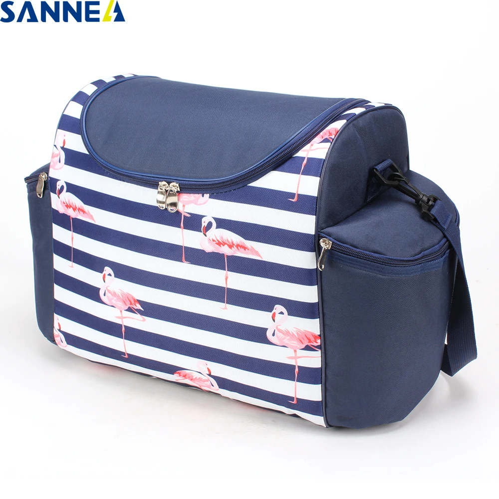 

SANNE 35L large capacity ice bag flamingo diagonal straddle insulated thermal bag picnic cooler bag with Side pocket thermal bag