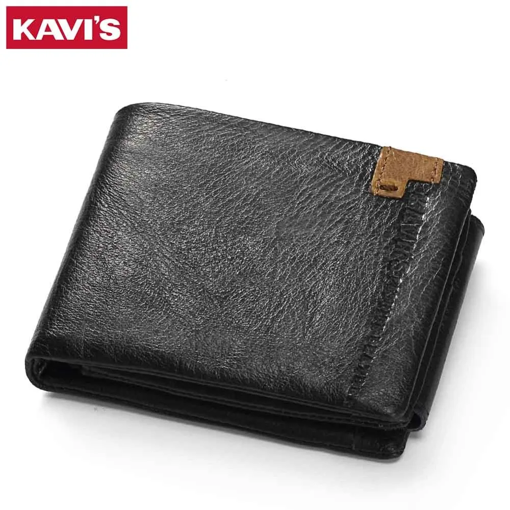 

KAVIS Genuine Leather Wallet Men Coin Purse Small Portomonee PORTFOLIO Male Cuzdan Perse Vallet Walet Card Holders For Fashion