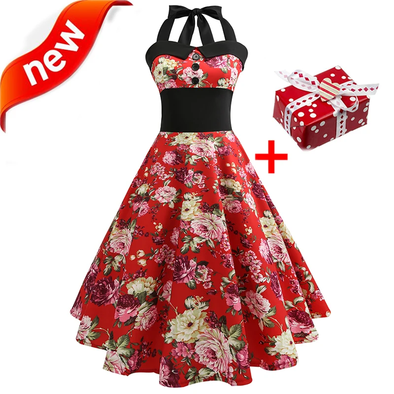 Dresses Summer Dress 2018 Plus Size XXL Halter Vintage 50s 60s Retro