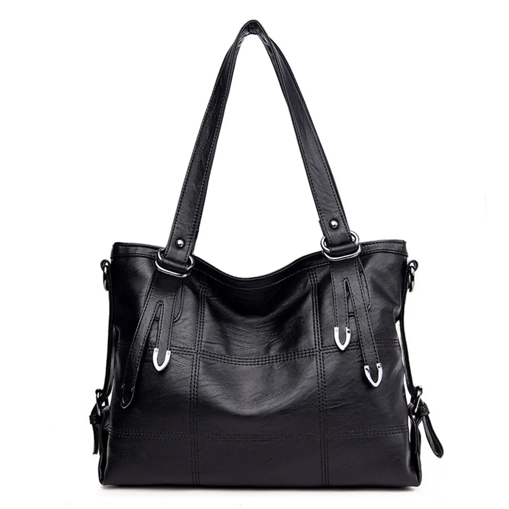 عالية الجودة المرأة ريترو حقيبة يد جلدية PU السيدات حمل Crossbody حقيبة كتف كبيرة أعلى-حقائب بيد محفظة حقيبة