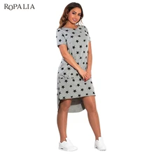 

Fashion Print Star Summer Women Dresses big Sizes Plus Size Women Clothing Knee-Length Dress Casual Loose Dress