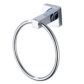 

New Bath Towel Ring Holder Wall Mounted Square Shower Hanging Towel Ring for Countertop Bathroom Lavatory Chrome Finish