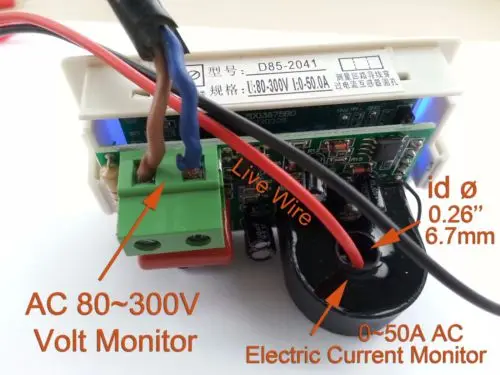 Синий ЖК-дисплей AC volt& amp комбинировать 2 в 1 Панель метр 300 В 50A не требует питания