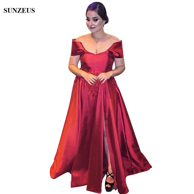 A-lijn Off Shoulder Satijn Moeder Van De Bruid Jurken Voor Bruiloft Lange Wijn Rode Feestjurk Voor Vrouwen Side Slit formele Slijtage A-lijn Off Shoulder Satijn Moeder Van De Bruid Jurken Voor Bruiloft Lange Wijn Rode Feestjurk Voor Vrouwen Side Slit formele Slijtage