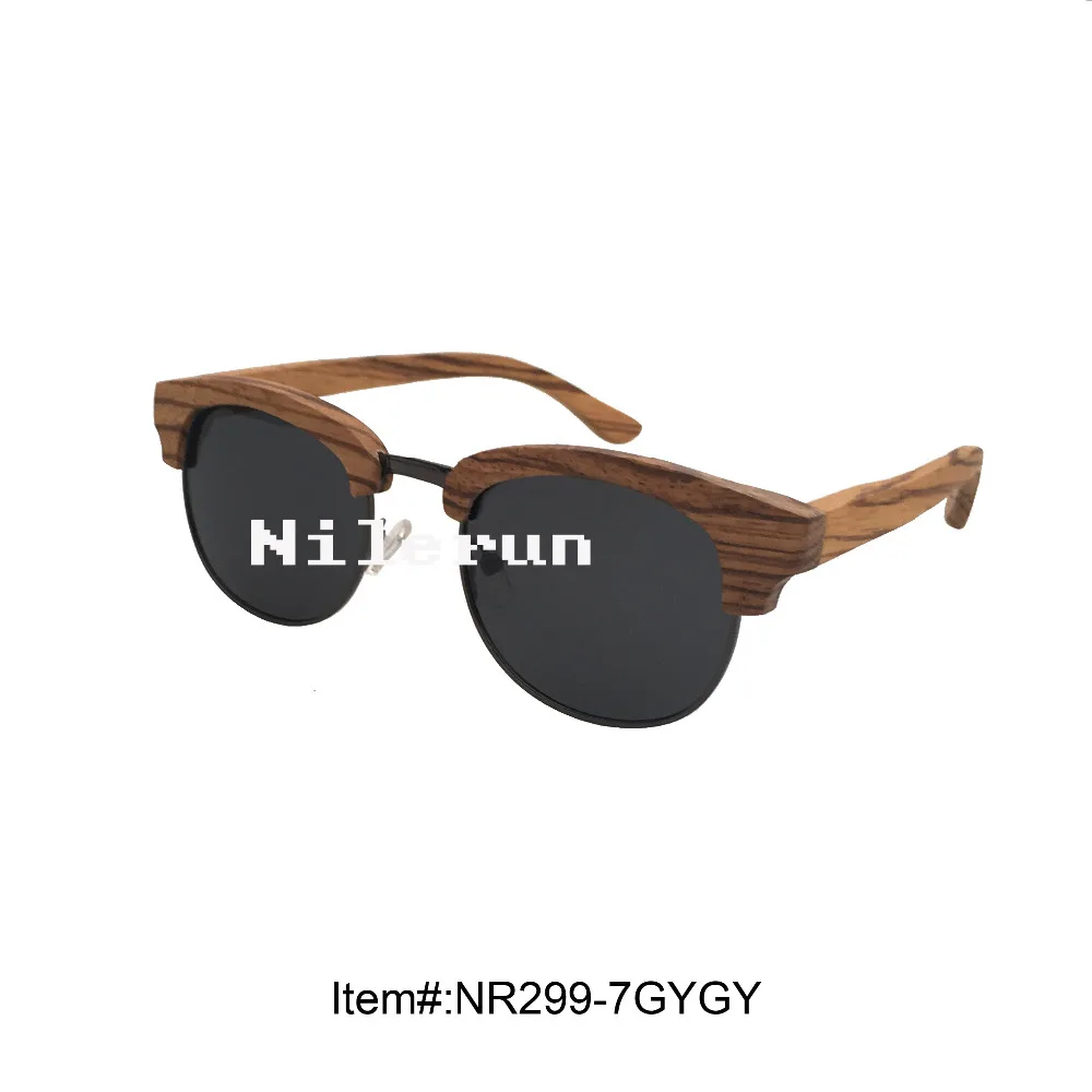 

brand oval dark grey metal zebra wood frame sunglasses