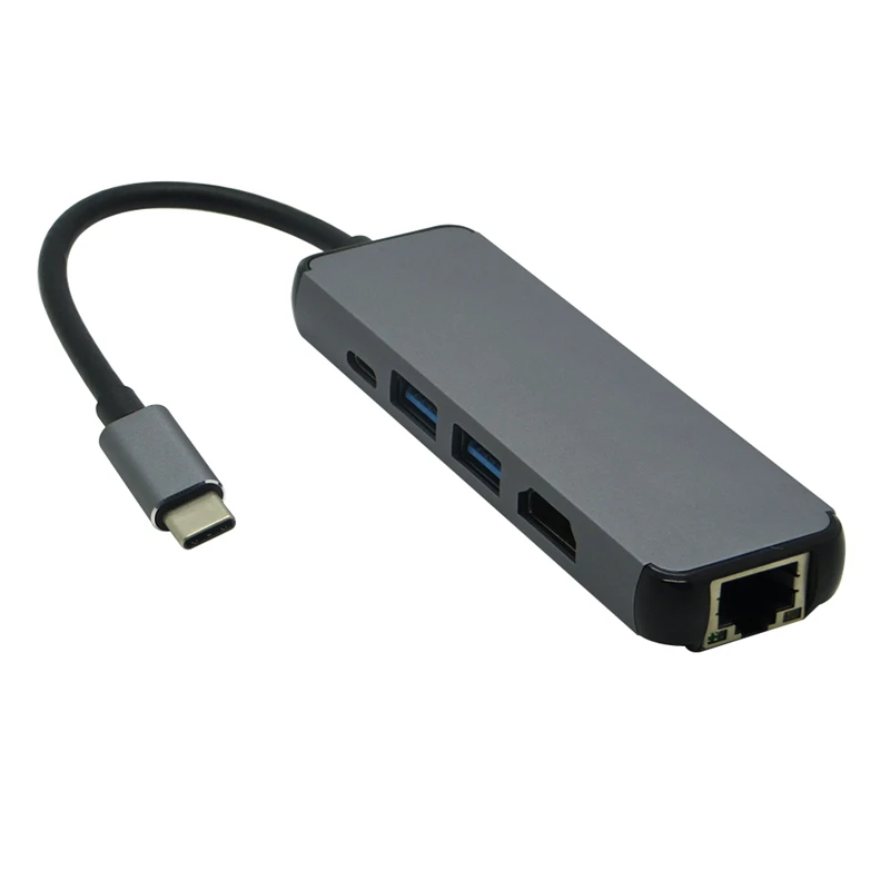 5 в 1 USB 3,1 USB-C type C концентратор с HDMI 4K HD 1000M Rj45 Lan адаптер USB 3,0 концентратор type C PD зарядный адаптер для Macbook Pro