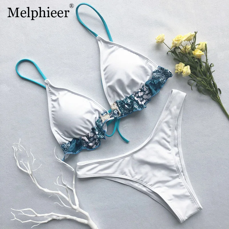 

White Ruffle Bikini Set Push Up Swimwear Women Sexy Micro Brazilian Bikinis Biquini 2019 Bathing Suit Girls Bandage Swimsuit