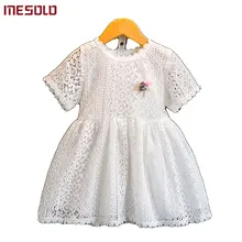 MESOLO2018 детская одежда летние Новые Детские Кружева полые модное платье для девочек хлопок внутри короткий рукав мяч