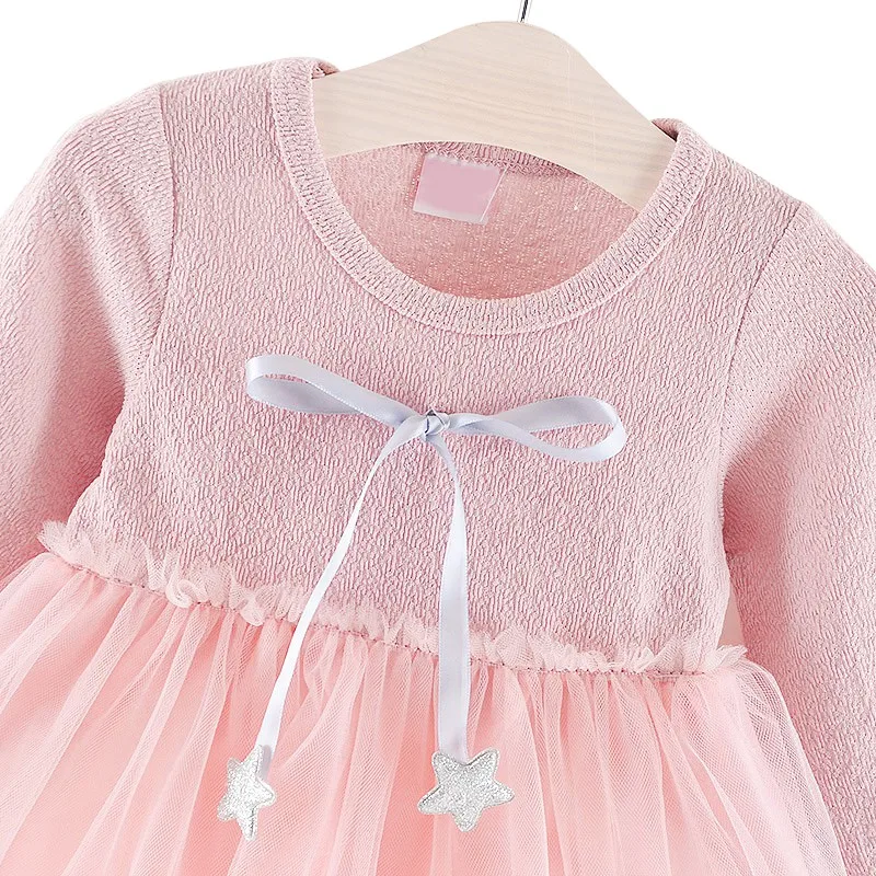 Весенне-осенние детские вечерние платья для девочек милый костюм для детей, Сетчатое платье принцессы с длинными рукавами для девочек от 0 до 3 лет