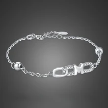 Женский Поп серебряный браслет из стерлингового серебра 925 пробы браслет с буквами простой стиль девушки подарок на день рождения Аксессуары горячий серебряный браслет