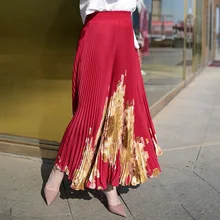 Женская длинная Плиссированная юбка, брендовая летняя эластичная юбка макси с высокой талией, сексуальные пляжные винтажные юбки для женщин, s Faldas Saia