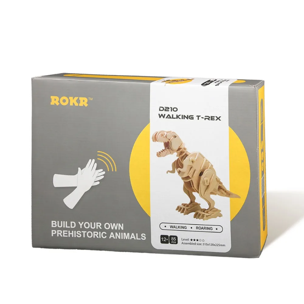 

Robud DIY 3D Wooden Puzzle Remote Dinosaur Sound Control Walking Dinosaur for Boys Toys for Children for Dropshipping D210